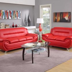 Red Couch And Loveseat Set 