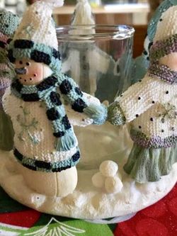 Plum Pudding Snowmen Candle Votive