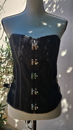 Black Steampunk Corset with Metal Clasps