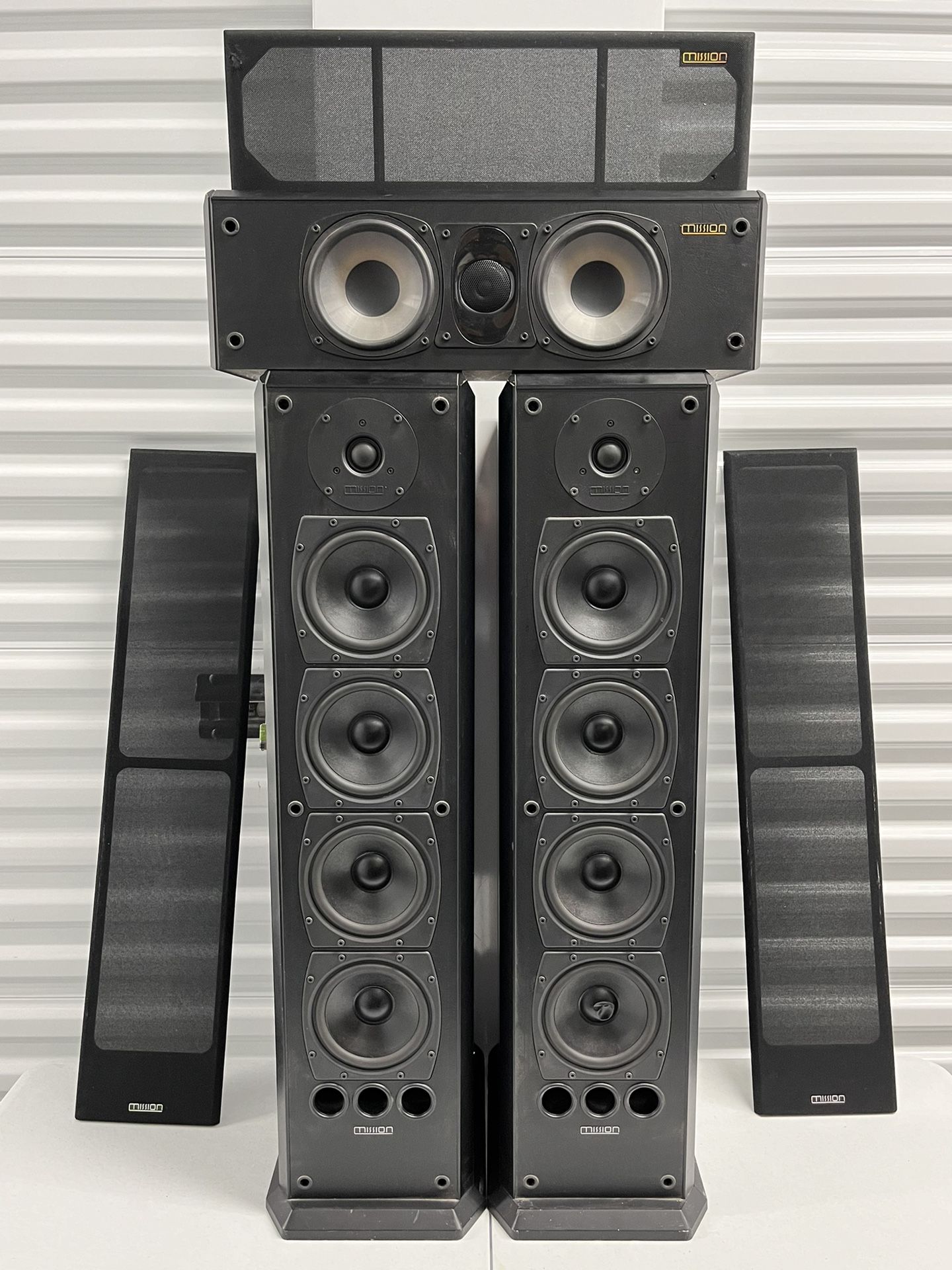 MISSION 753 FLOOR STANDING SPEAKERS PAIR + 75C CENTER SPEAKER - Made In England