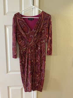 Jones New York V Neck Paisley Dress Size 2