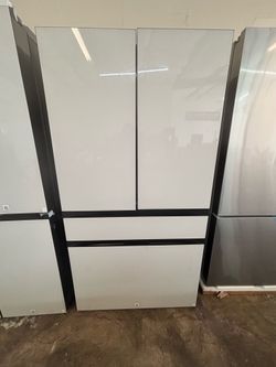 Samsung Bespoke 36 in. 29 cu. ft. Standard Depth 4-Door French Door Smart Refrigerator in White Glas
