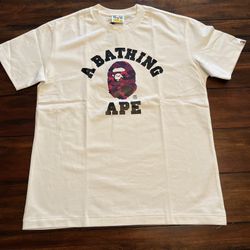 BAPE Purple & White Camo College Tee 