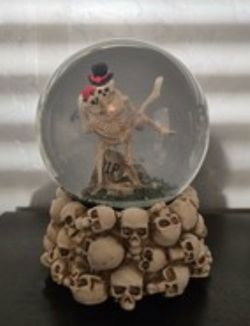 Skeleton Couple Snow Globe with Skull Base