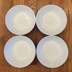 CRATE & BARREL Cereal Bowl Dish White Porcelain Set Lot Of 4
