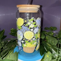 Lemon theme glass cup