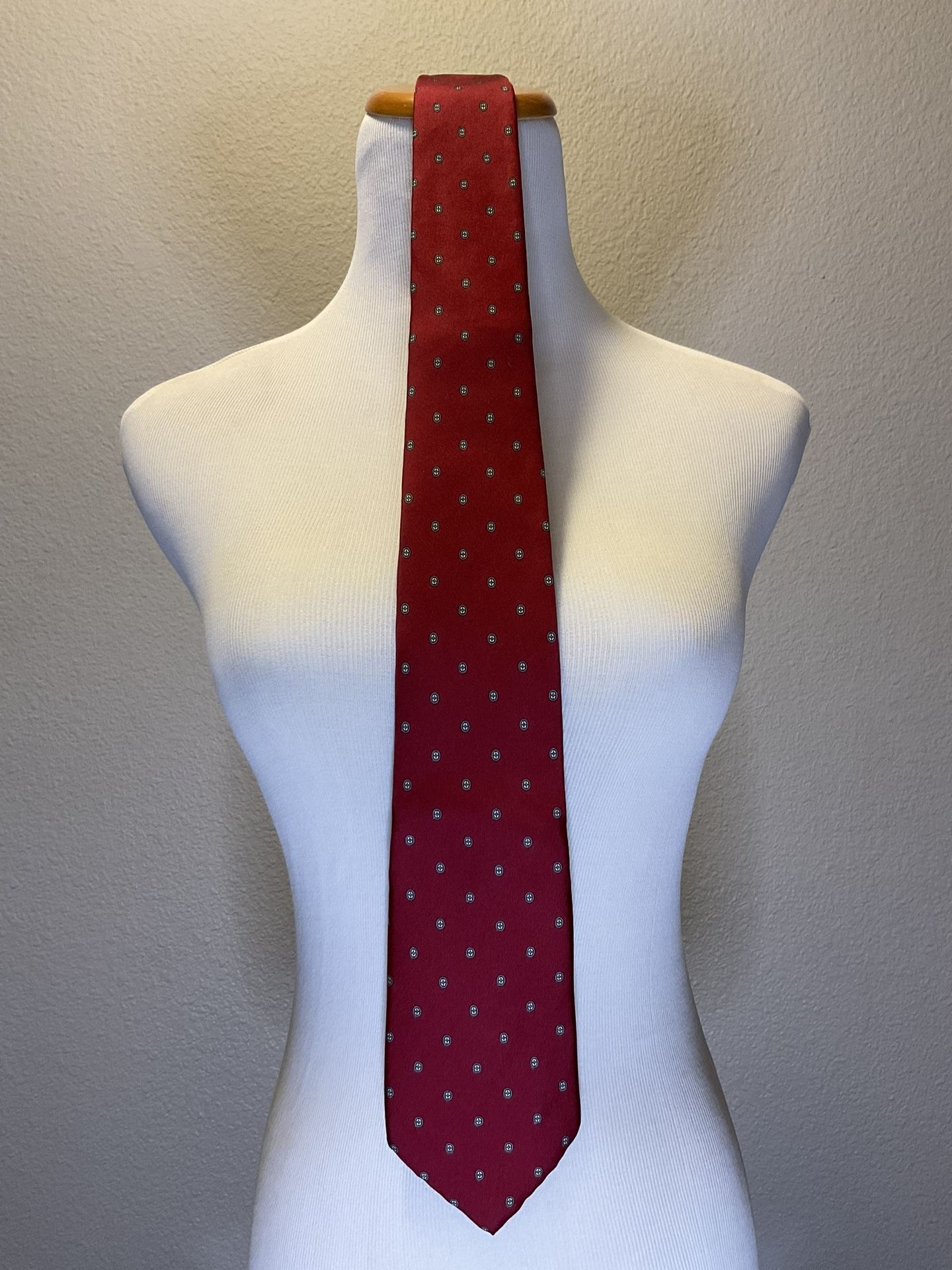 CHRISTIAN DIOR Men’s Red Silk Geometric Tie