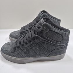 Osiris NYC 83 VLC DCN Shoes Black Denim Grey Mens Size 8.5 High Top Skate Shoes
