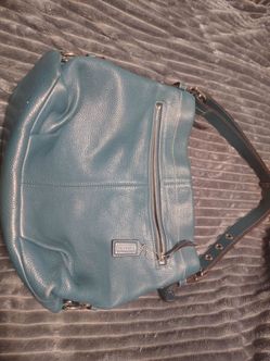 AUTHENTIC VINTAGE COACH PURSE & WALLET- Teal Pebble Leather Shoulder Bag & Matching Wallet