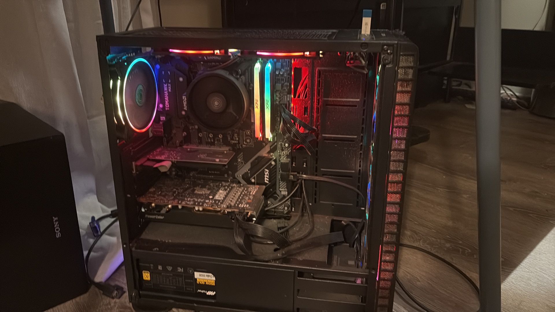 Gaming PC, Keyboard, Mouse, And 2 Monitors