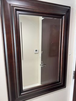 Dark Wood Framed Wall Mirror - 29” x 42”