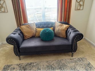 Velvet Sofa & Loveseat Set – Excellent Condition