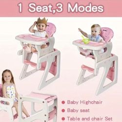 NEW! 3 In 1 High Chair Convertible / Activity Table 