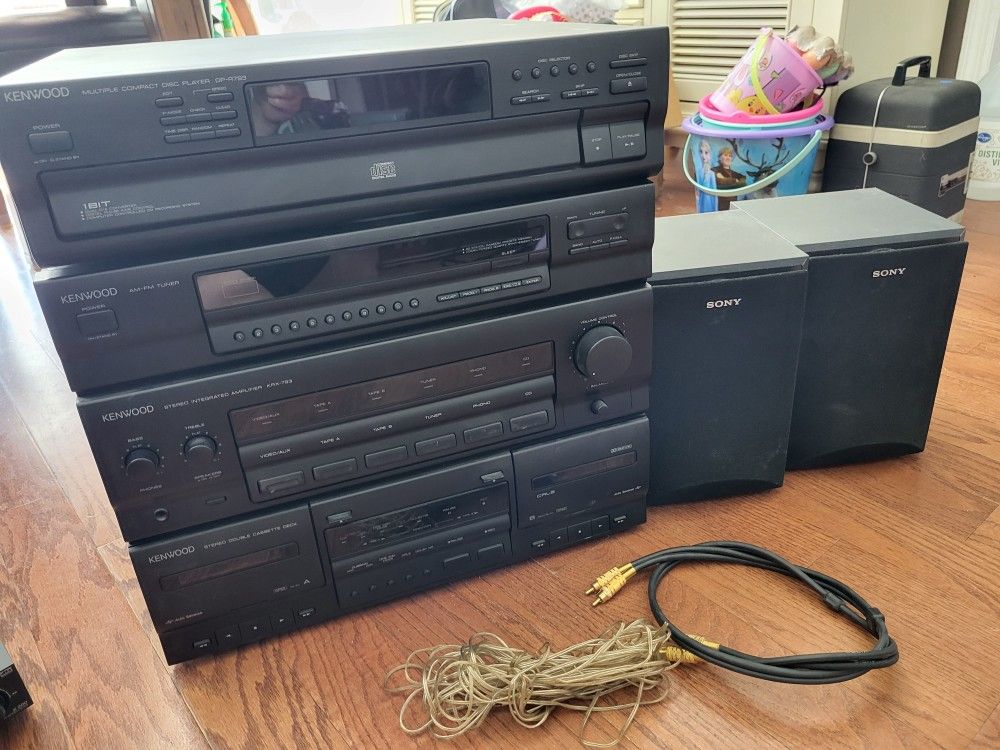 Kenwood Home Audio System & Sony Speakers