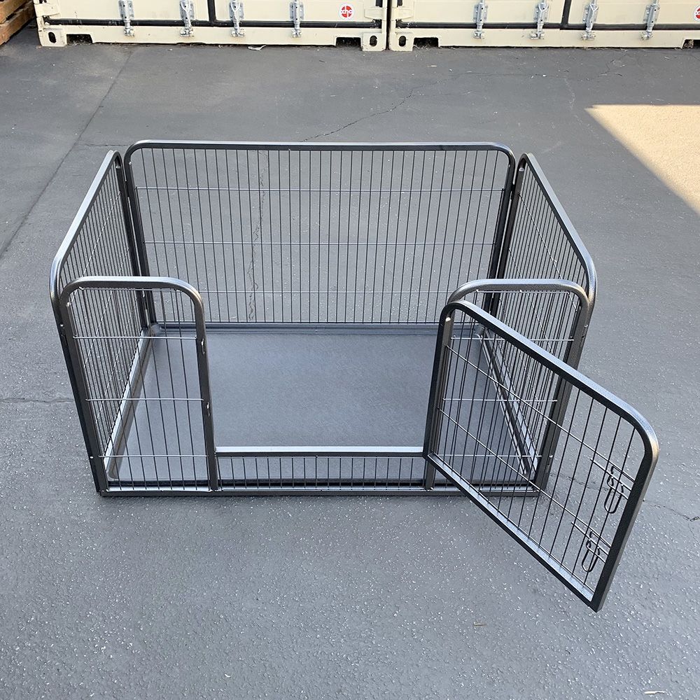 New in Box $90 Heavy Duty Pet Playpen with Plastic Tray, Dog Cage Kennel 4 Panels, 49x32x28 inches