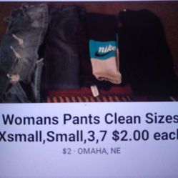 Woman's Pants Clean Sizes Xsmall,Small ,3,7 $2.00 Each 