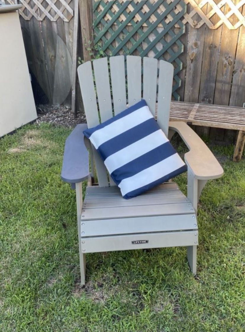 Lifetime Polywood Adirondack Chair Gray 60204 With Brand New Cushion Poly Wood