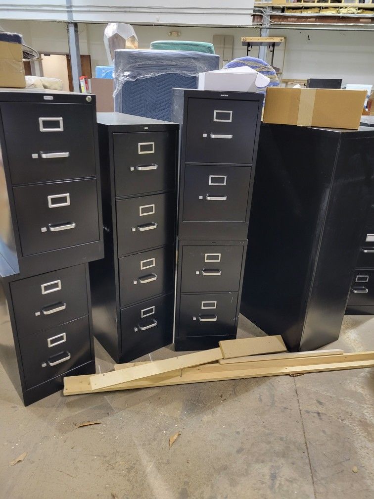 2 & 4 Drawer File Cabinets Black Metal