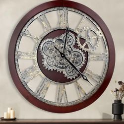 New In Box! Hoibai 18” Roman Numeral Gear Wall Clock $35 (#1041)