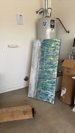 Large  blue green $159 art wall decoration