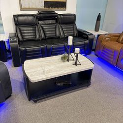 Recliner Leather Massage Led Light Sofa