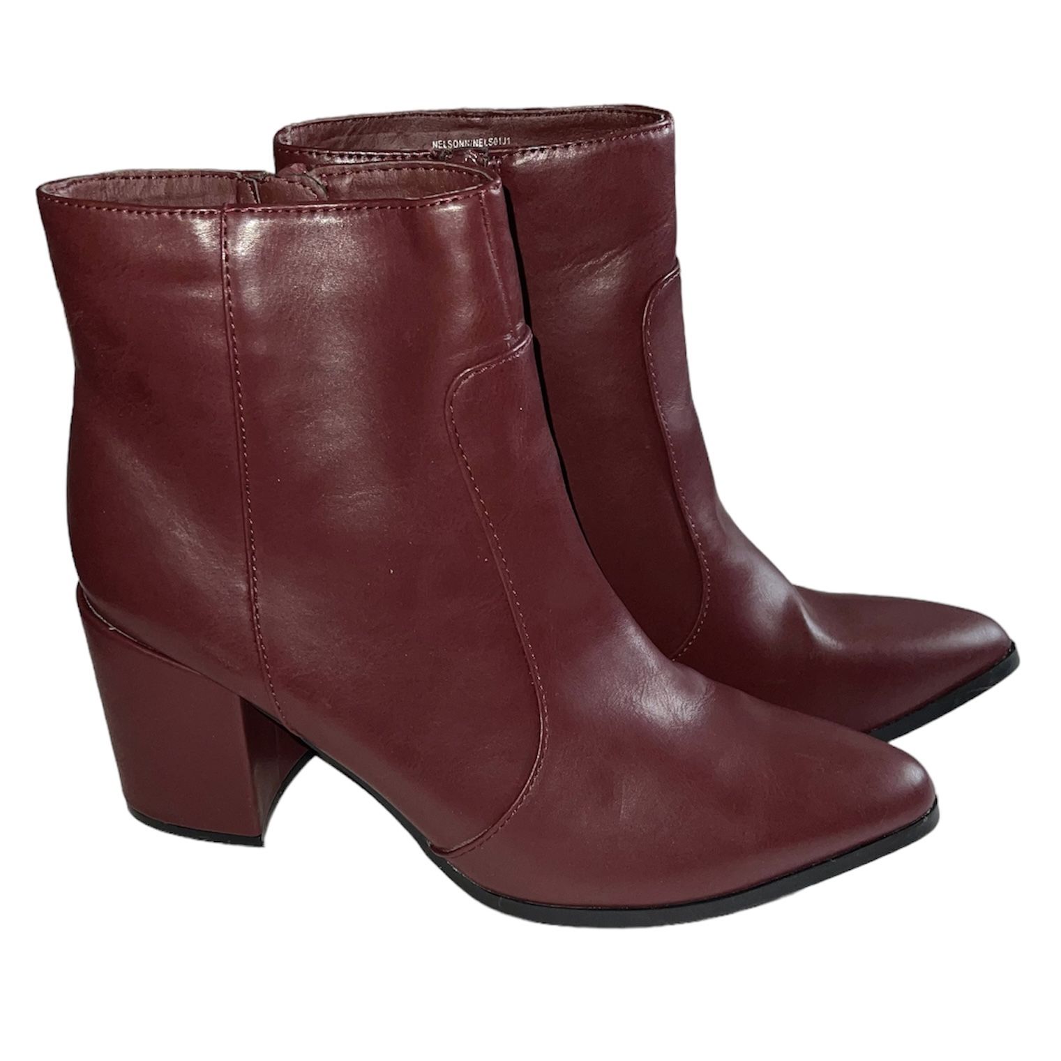 Madden Girl Side Zipper Block Heel Ankle Boots Burgundy 7.5