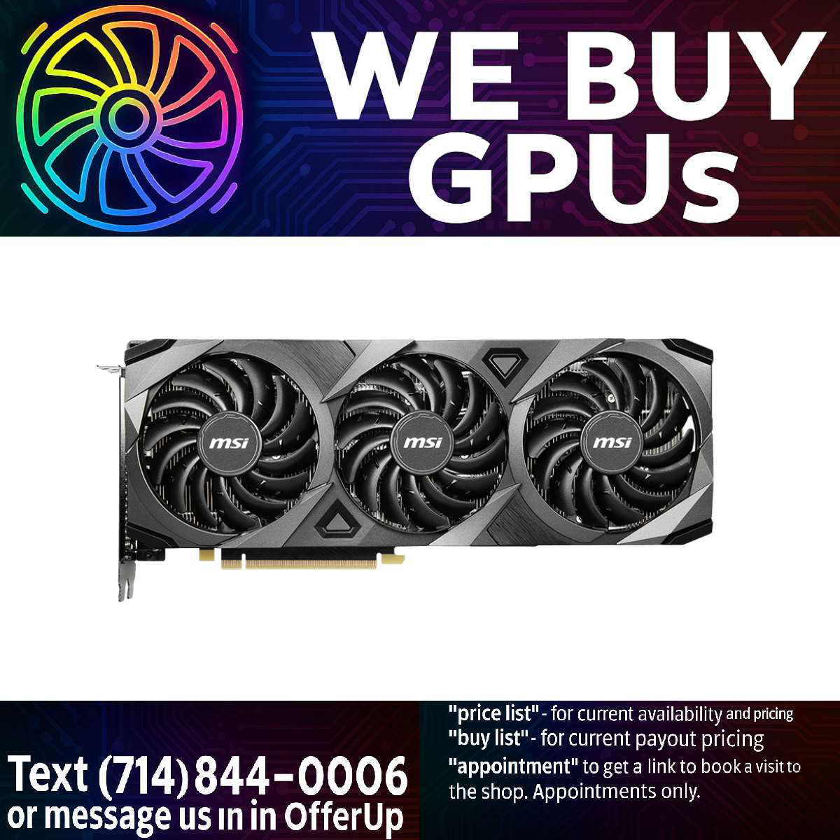 MSI RTX 3070 VENTUS 3X OC - Professionally Refurbished - 3 Month Warranty - Local Business - Fixed Price