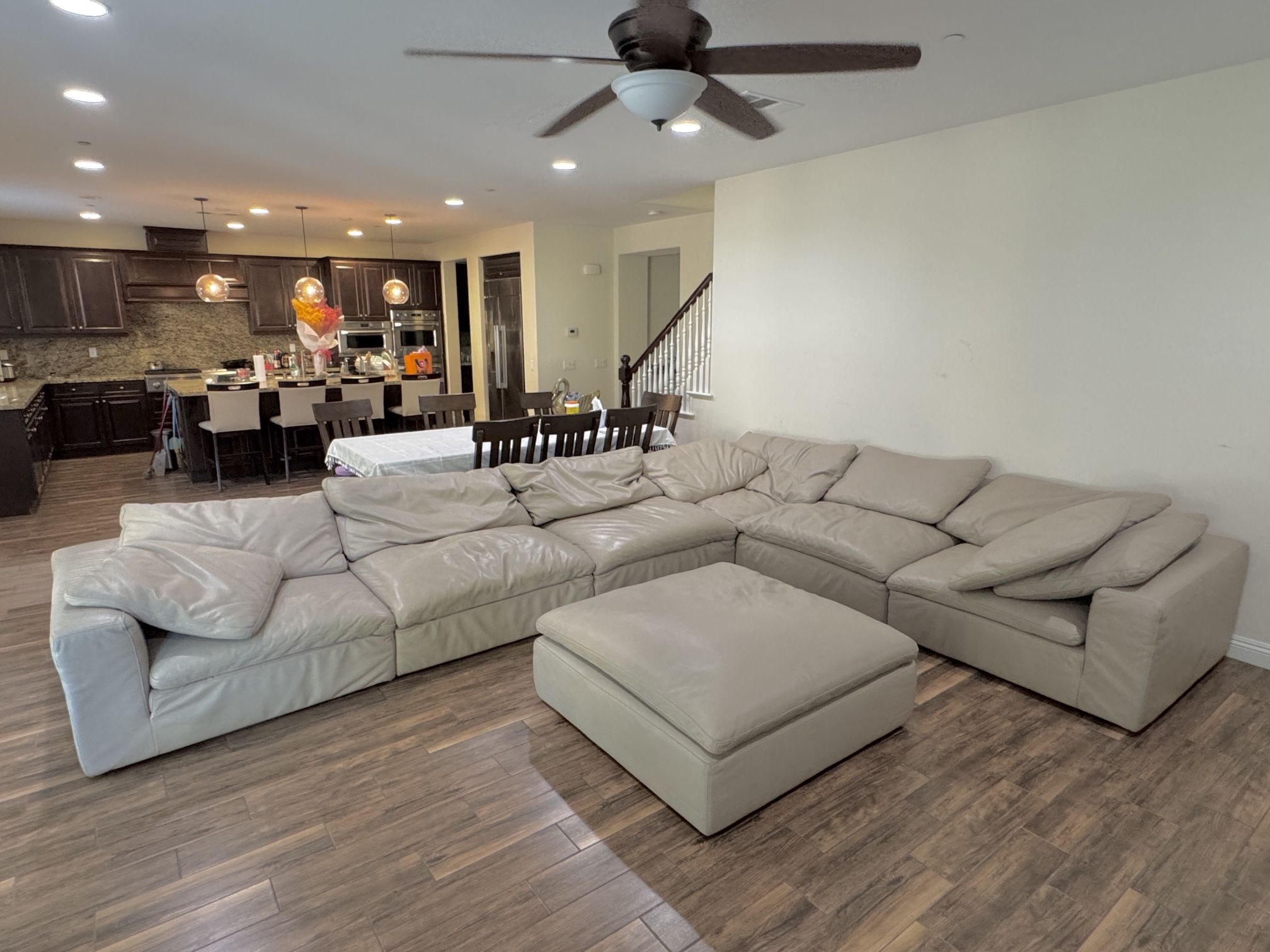 RH leather cloud sofa section 7pc with Receipt