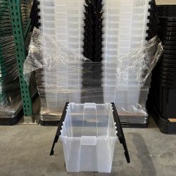 12 GALLON FLIP TOP STORAGE BINS – CLEAR STACKABLE TOTES – COSTCO – $6 EACH