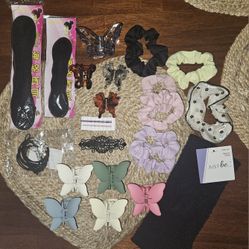 29 hair accessories butterfly claw clips hair ties barrette Bobby pins head band