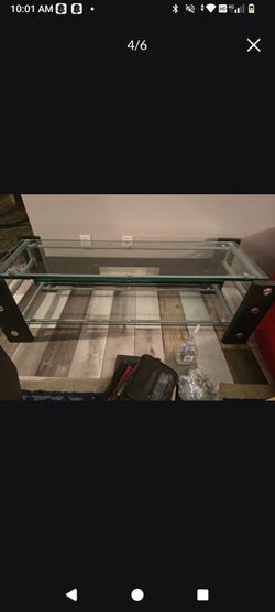 Glass and Metal Two-Tier Coffee Table