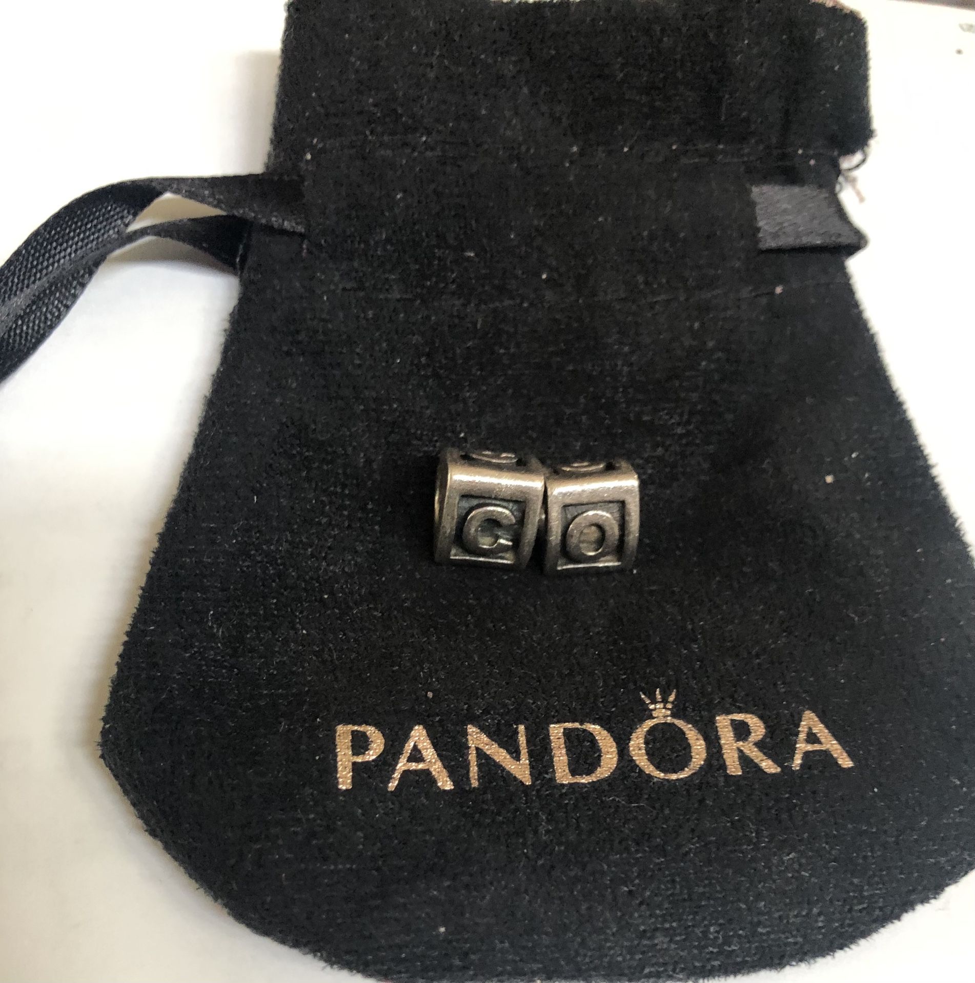 Authentic Pandora charms letter ‘C’ and ‘O’