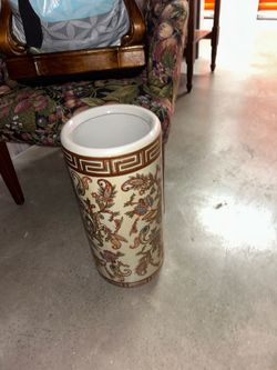 Ceramic Floral Umbrella Stand / Entryway Decor