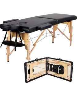 Yaheetech 84x24in Portable Massage Table Folding Adjustable Lash Bed, Black.