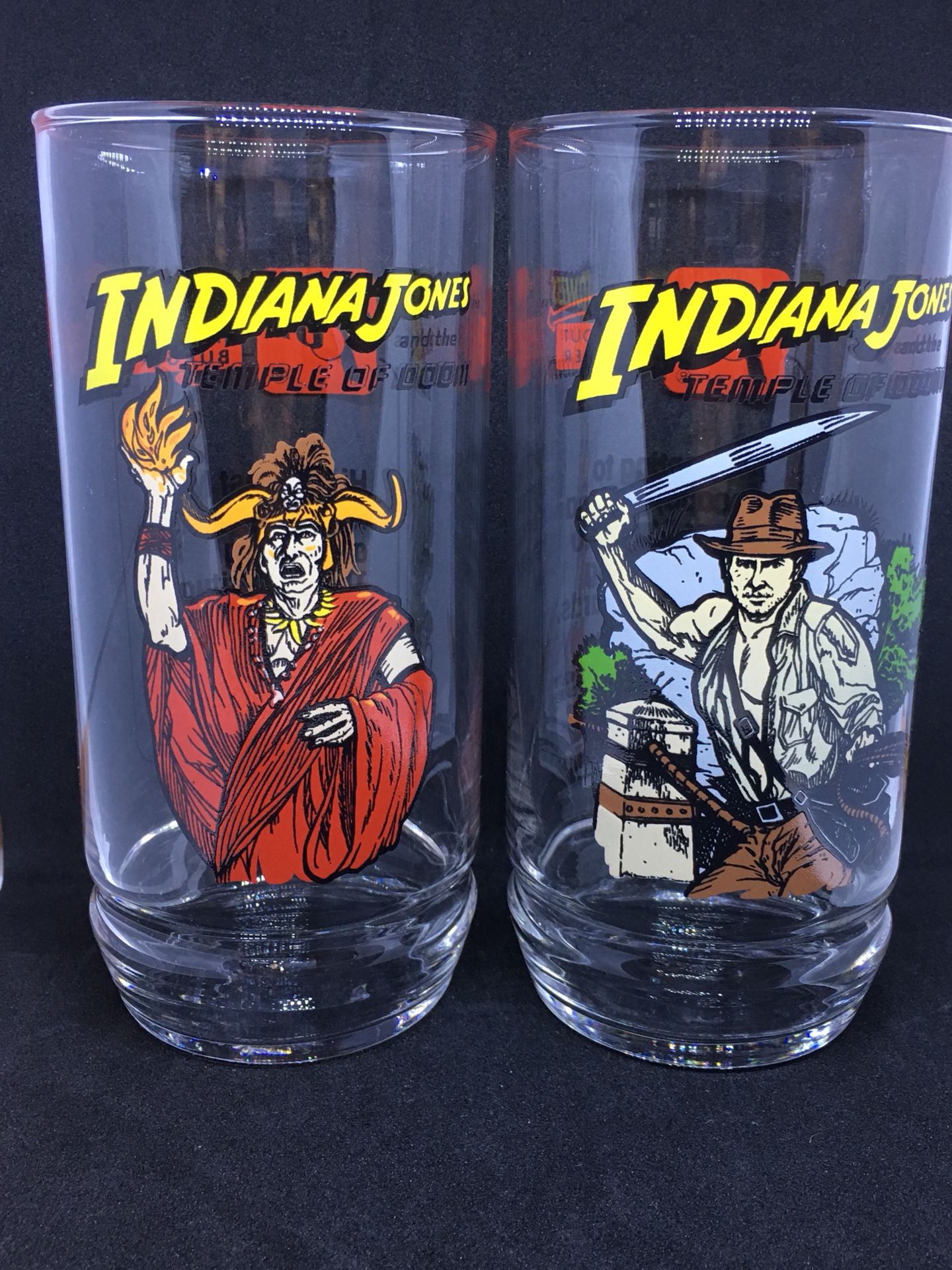 7up In-N-out Burger Indiana Jones and Temple of Doom movie glasses set