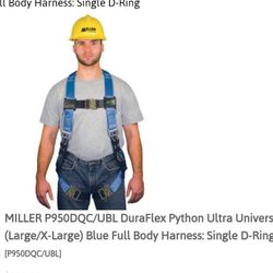 MILLER P950DQC/UBL DuraFlex Python Ultra Universal (Large/X-Large) Blue Full Body Harness: Single D-Ring
