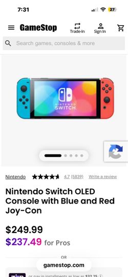 Nintendo Switch OLED with Blue and Red Joy-Con