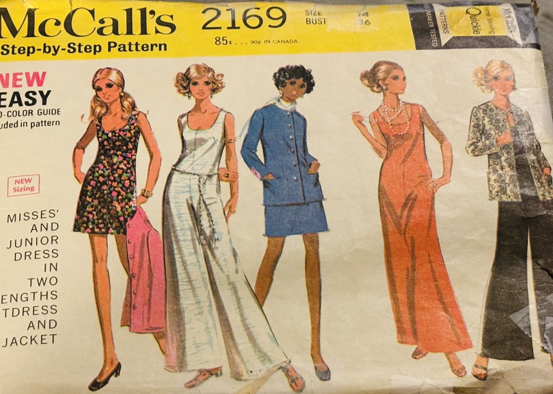Vintage McCall’s 2169 Tunic Dress Pants Skirt Set Size 16 Pre Owned