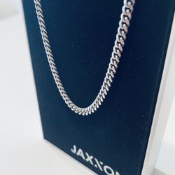 Jaxxon 925 Silver (Made In Italy) Cuban Link Chain Necklace 8mm 22” with Box