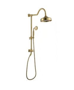 Boyel Living 1-Spray Patterns with 2.5 GPM 8 in. Wall Mount Dual Shower Heads in Brushed Gold (Valve Not Included)