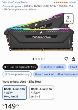 RAM Corsair Vengeance RGB Pro White 16GB (2x8GB) DDR4 3200 CL16