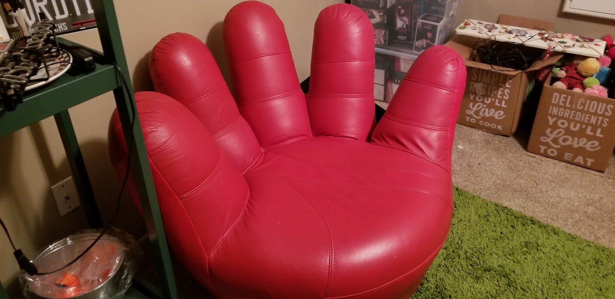 Leather chair, Baseball glove, hand