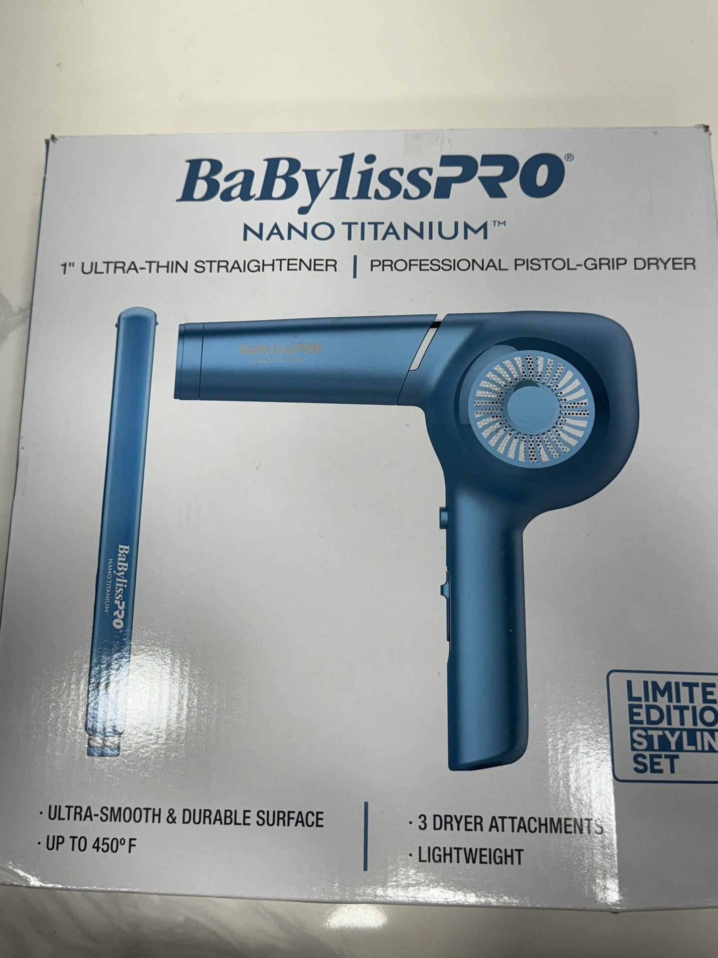 BaBylissPRO Nano Titanium Straightener Dryer Set New