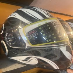 New White And Black Dot Motorcycle Helmet $80