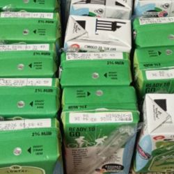 Milk 1%, frozen meals, a little bit of oatmeal and a little bit of fruit