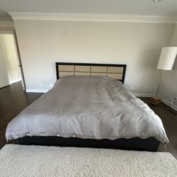 For Sale: King Bed – Solid Wood with Leather Inserts