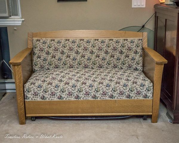 Antique 1920 S Seng Chicago Oak Love Seat W Fold Out Bed For Sale