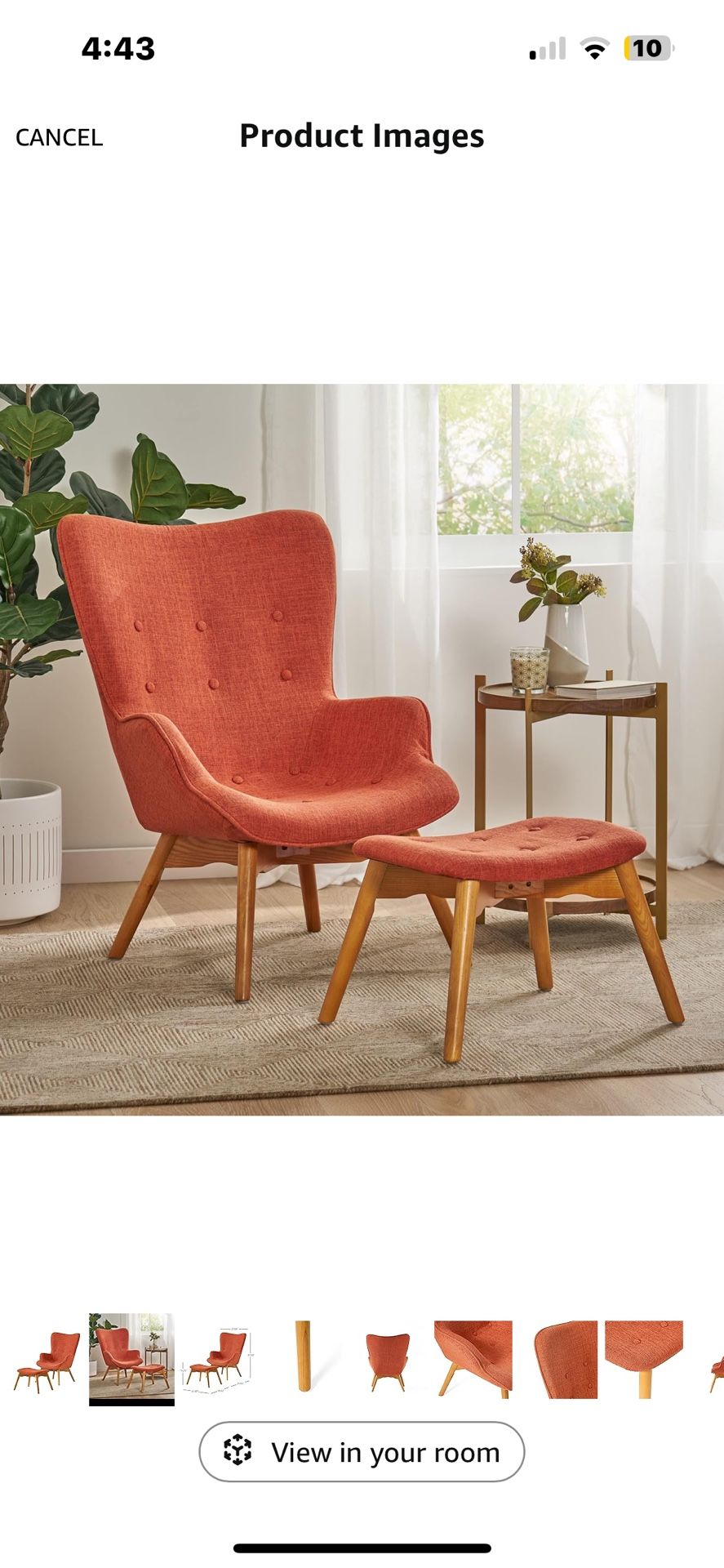 Mid-Century Chair & Ottoman Set โ Muted Orange โ $150 OBO