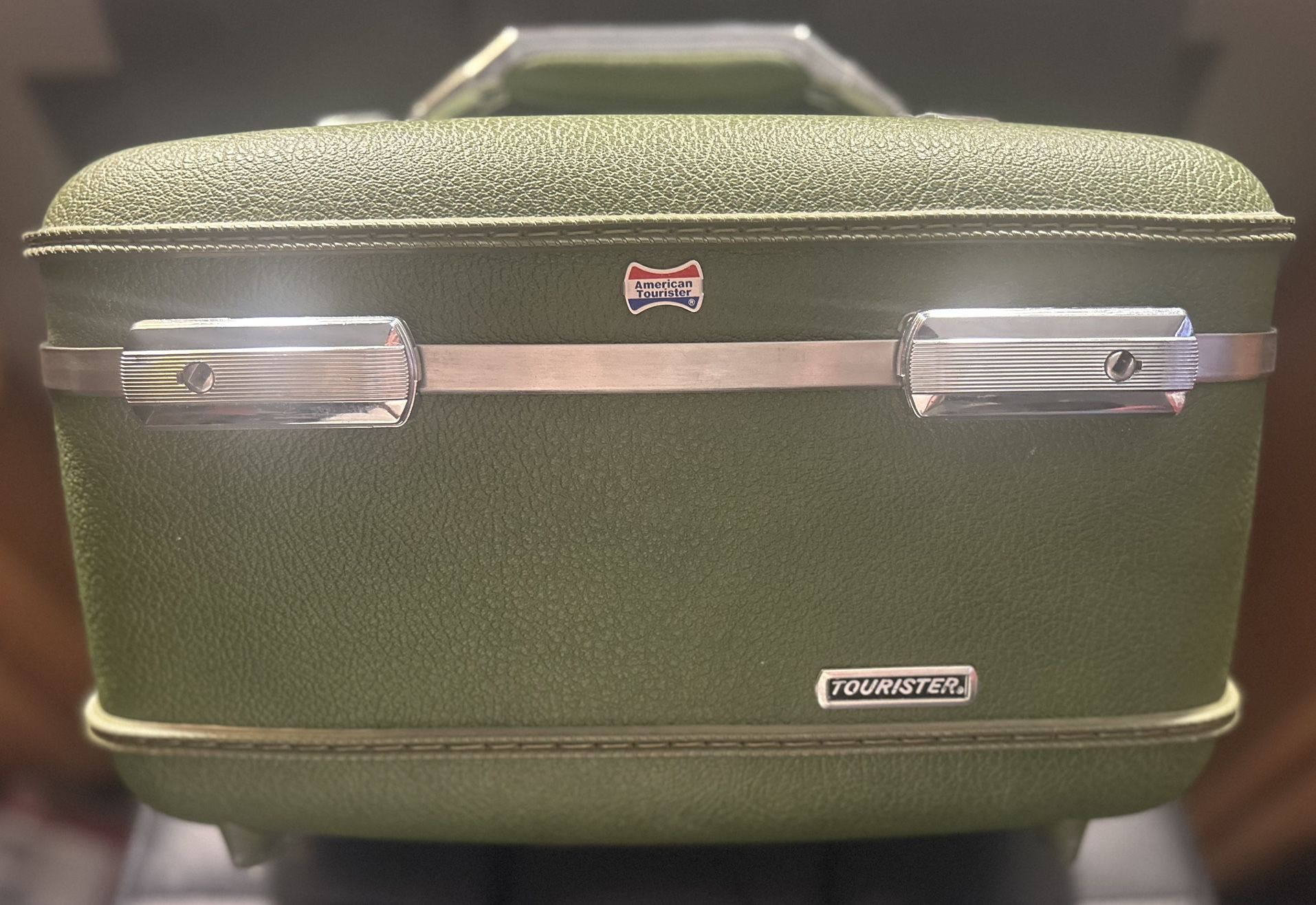 VIntage American Tourister  Train Case Green