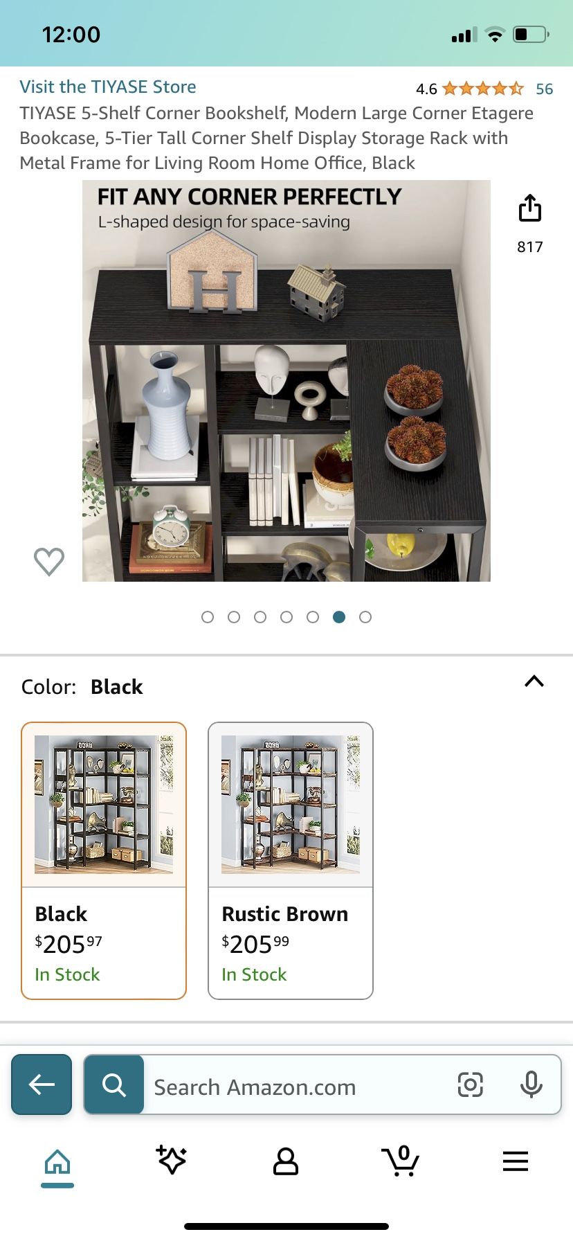BookCase 5 Tier Tall Corner Self Display 